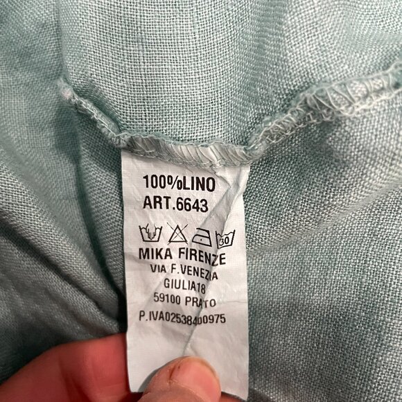 Mika Firenze 100% Linen Dress Size M? Beach Lagenlook Ruffle Midi Italy - Picture 4 of 6